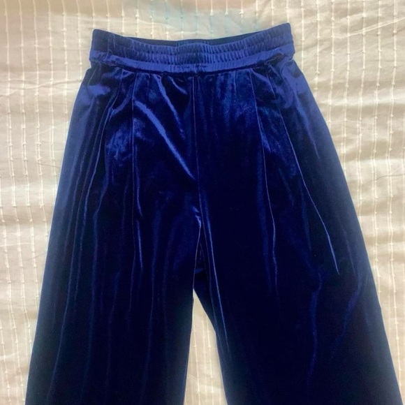 Roucha Vaga pants royal blue velvet wide leg  AA size small pull on pleat front - Picture 10 of 11